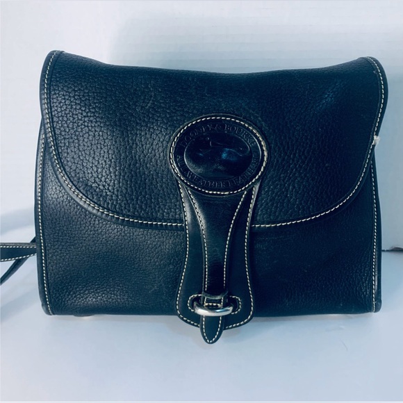 Vintage Dooney & Bourke Black Leather Handbag Purse Crossbody All Weather - Picture 1 of 6
